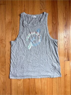 Peloton Women's Heather Gray Pastel Tie Dye Logo Tank Top Size L